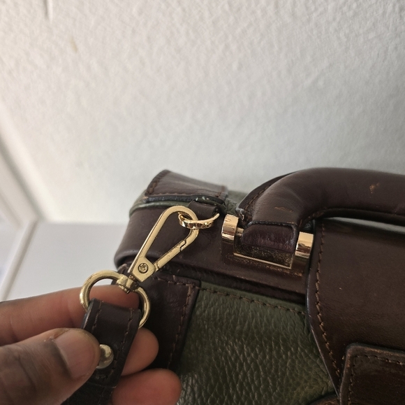 Divina Firenze Leather Crossbody Clutch Bag Satchel GreenBrown Removeable Strap - Picture 7 of 16